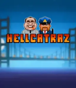 Dive into the action-packed world of the Hellcatraz game by Relax Gaming, highlighting a comic-style prisoner and a guard with the infamous Alcatraz prison and San Francisco skyline in the background. This image depicts the light-hearted escapade of an escape-themed game, ideal for fans of retro gaming, delivering a nostalgic adventure. 