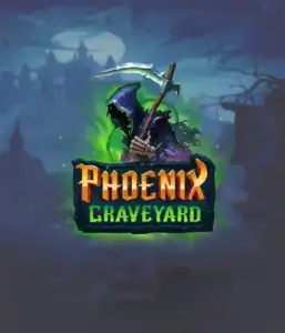 The eerie and atmospheric Phoenix Graveyard slot game interface by ELK Studios, featuring a mysterious graveyard setting. Displayed in this image is the slot's innovative expanding reels, alongside its stunning symbols and supernatural theme. The artwork conveys the game's legend of the phoenix's revival, making it enticing for those interested in the supernatural.