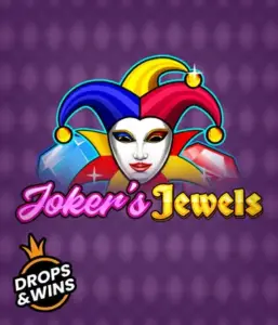 Experience the colorful charm of Joker's Jewels slot by Pragmatic Play, featuring a charming joker's mask adorned with a vivid jester hat. This image conveys the fun and excitement of classic slots, set against a lavender background. Great for casino game enthusiasts, delivering a entertaining gaming experience. 